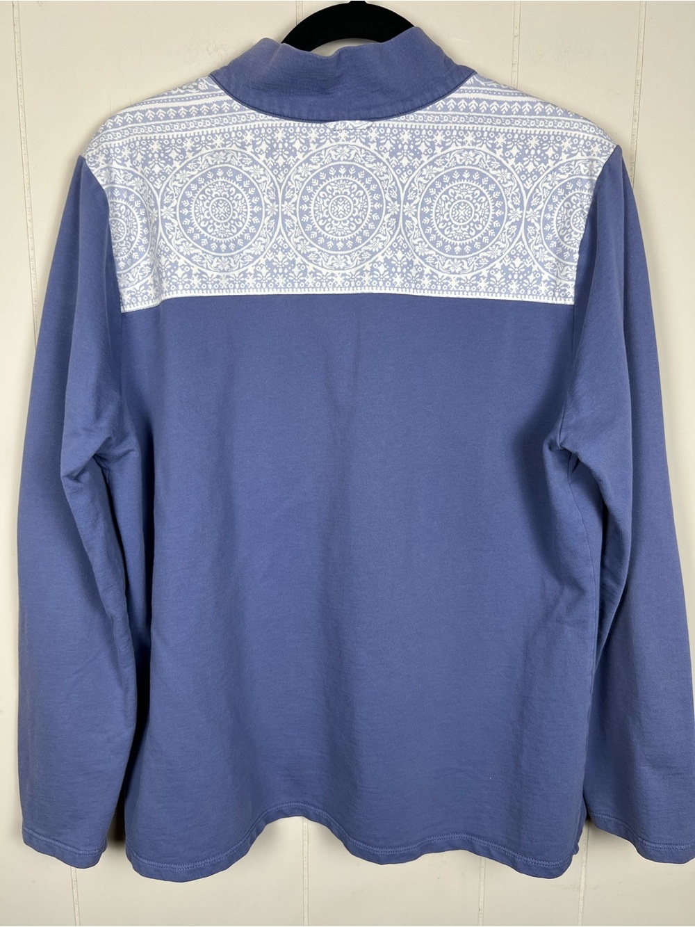 Brooks Brothers Pullover Cornflower Blue Patterned Accents Gold Snap Buttons - Picture 6 of 13